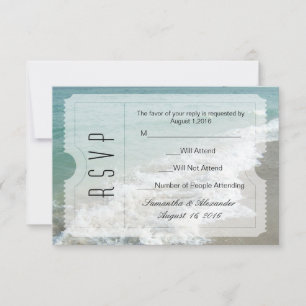 Hochzeit in Urlaubsort Ticket Kleine UAWG RSVP Karte