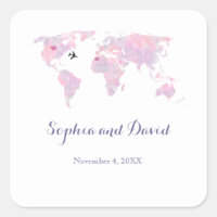 Hochzeit in Urlaubsort Travel Watercolor Weltkarte