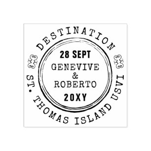 Hochzeit in Urlaubsort Vintager Passport Airmail S Gummistempel