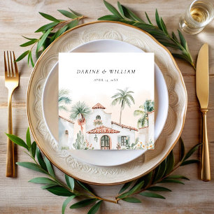 Hochzeit in Urlaubsort Watercolor Palm Tree Serviette