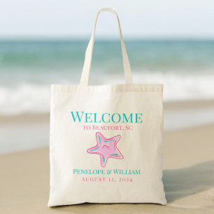 Hochzeit in Urlaubsort Willkommen Pink Starfish Tragetasche