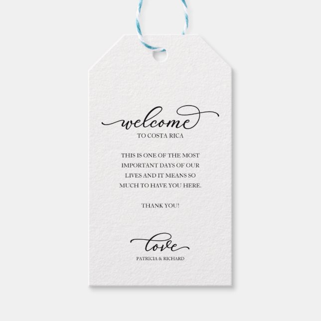 Hochzeit in Urlaubsort Willkommen Vielen Dank Chic Geschenkanhänger (Vorderseite)