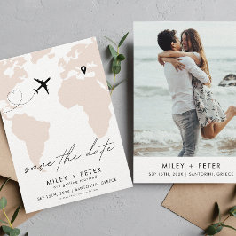Hochzeit in Urlaubsort World Map Foto Save The Date