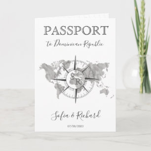 Hochzeit in Urlaubsort World Map Passport Compass Einladung