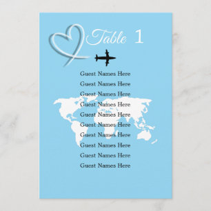Hochzeit in Urlaubsort World Map Table Card Card Einladung