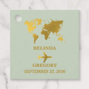 Hochzeit in Urlaubsort World Passport Sage Green G Geschenkanhänger