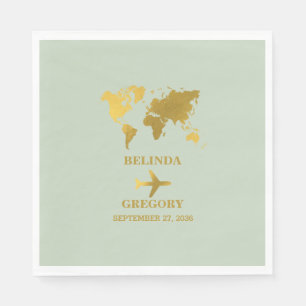 Hochzeit in Urlaubsort World Passport Sage Green G Serviette