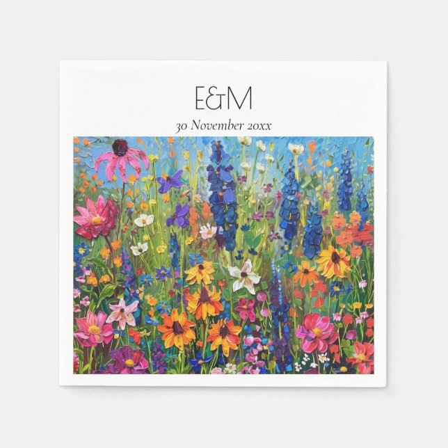 Hochzeit in Urlaubsort zum Zeichnen von Wildblumen Serviette (Vorderseite)