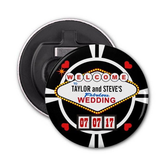 Hochzeit in Vegas Casino Gefallen Poker Chip Flaschenöffner (Vorderseite)