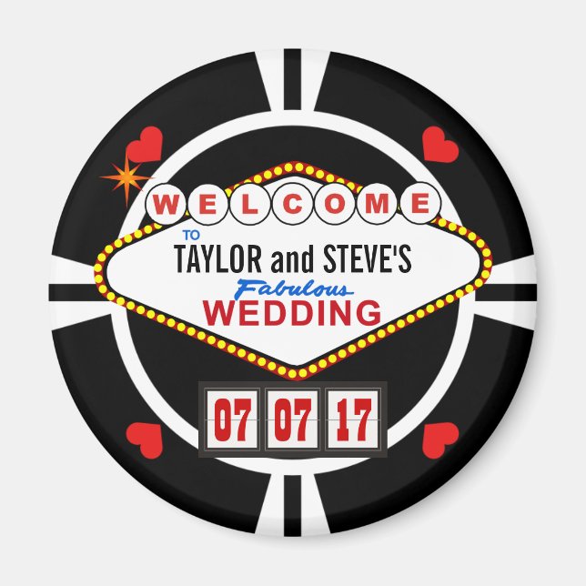 Hochzeit in Vegas Casino Gefallen Poker Chip Magnet (Vorne)