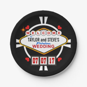 Hochzeit in Vegas Casino Gefallen Poker Chip Pappteller