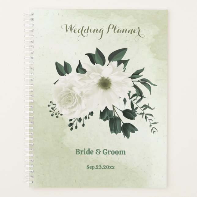 Hochzeit in weißem Blumen Planer (Vorderseite)