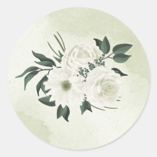 Hochzeit in weißem Blumen Runder Aufkleber
