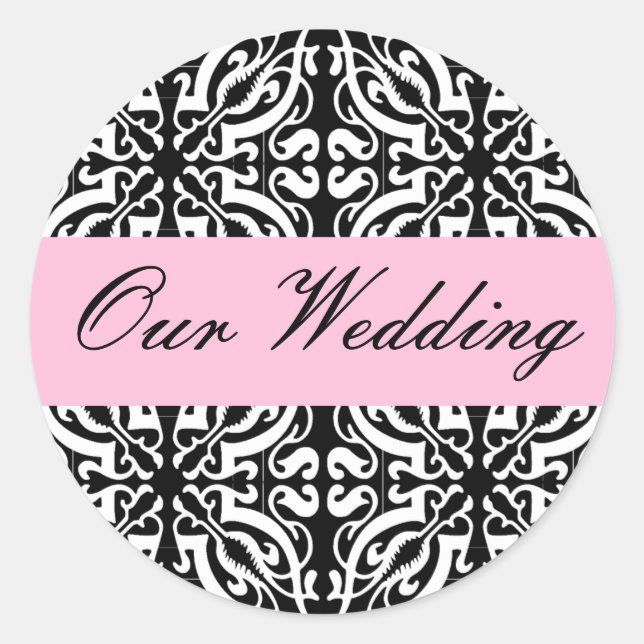 Hochzeit - individuell einstellbar (Schwarz/Weiß D Runder Aufkleber (Vorderseite)