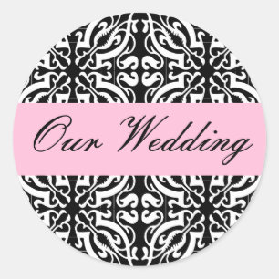 Hochzeit - individuell einstellbar (Schwarz/Weiß D Runder Aufkleber