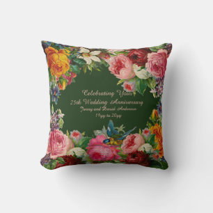 Hochzeit JEDES Jubiläums Vintage florale ADD NAMEN Kissen