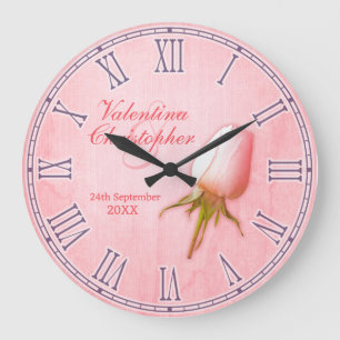 Hochzeit / Jubiläum mit dem Namen rosa Mauer Große Wanduhr