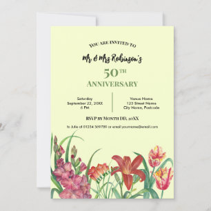 Hochzeit Jubiläum Watercolor Gladioli Lily Tulip Einladung