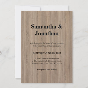 Hochzeit Klassisch Basic Braun Weiche Holzmaserung Einladung