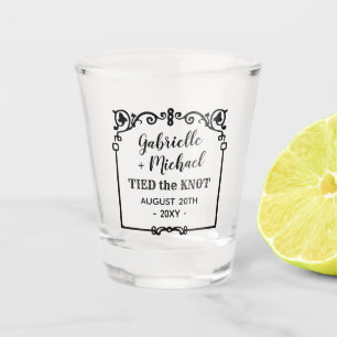 Hochzeit Knoten Gebunden Ornamente Vintage-Rahmen Schnapsglas