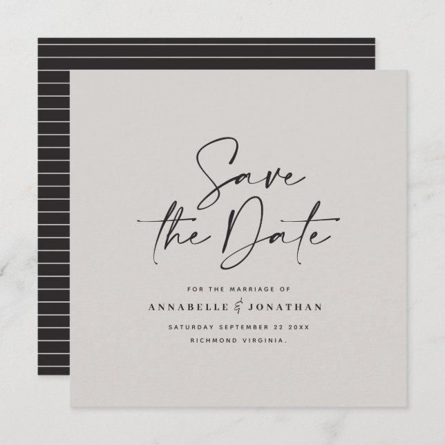 Hochzeit lässiger Schrift Save The Date (Vorne/Hinten)