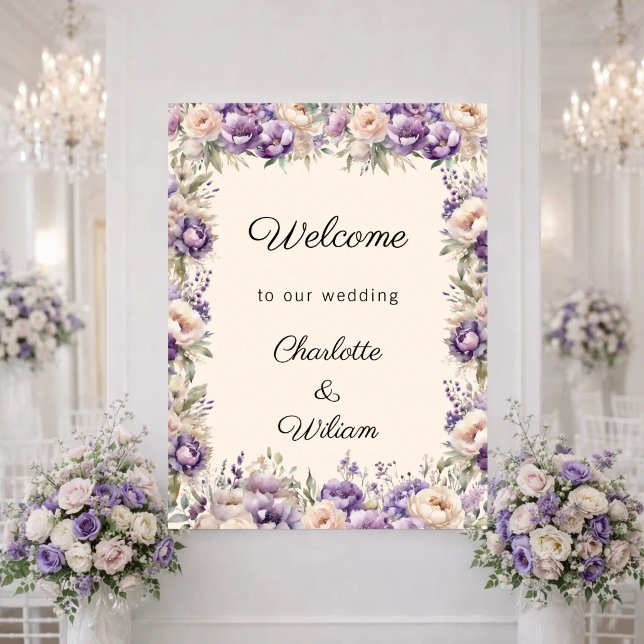 Hochzeit Lavendel Champagner Creme Willkommen Poster (Von Creator hochgeladen)