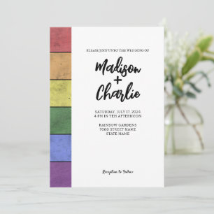Hochzeit LGBT Flag Stolz auf Vintage Skripttypogra Einladung