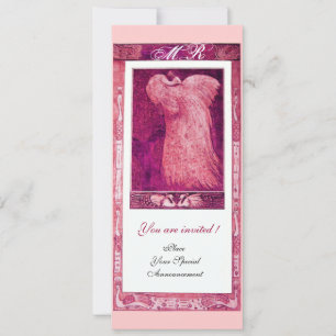 Hochzeit Liebe Pfau Monogramm, rosa rot weiß Einladung