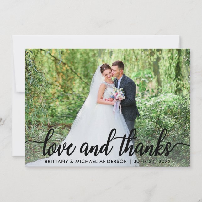 Hochzeit Liebe und Dank | Foto Danke, Blk Dankeskarte (Vorderseite)
