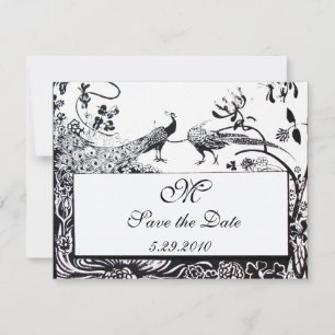 Hochzeit Liebesvögel Monogramm, schwarz und weiß Einladung