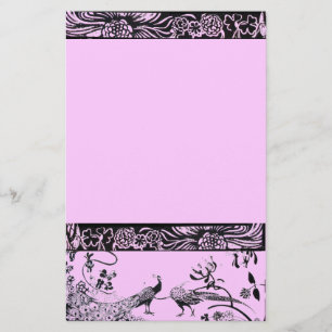 Hochzeit Liebesvögel schwarz und rosa Briefpapier