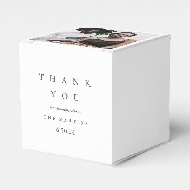 Hochzeit Lila Personalisiertes Foto Vielen Dank Geschenkschachtel (Vorderseite)