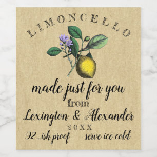 Hochzeit Limoncello Vintag Lemon Illustration Weinetikett