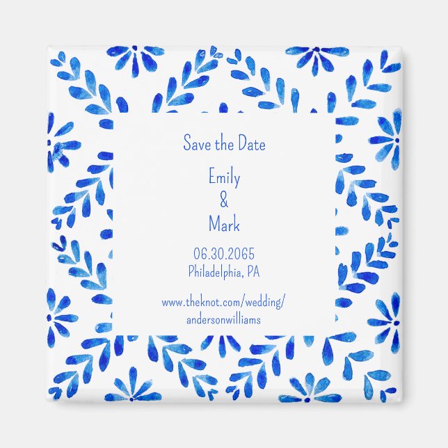 Hochzeit mediterranes Blau Save the Date Magnet (Vorne)