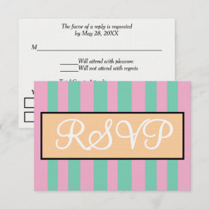 Hochzeit Meeresschaum Rosa Grüne Cabana Streifen RSVP Karte