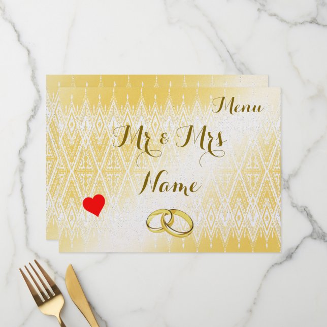 Hochzeit Menükarte (Vorderseite/Rückseite Beispiel)