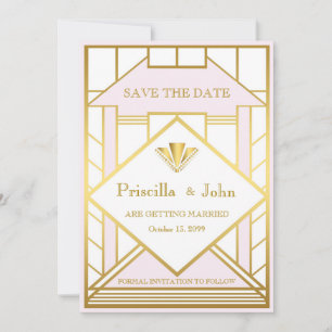 Hochzeit Merkzettel, Great Gatsby, weißes Gold ros Save The Date