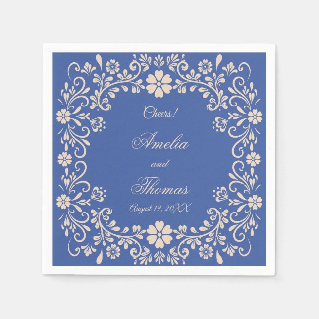 Hochzeit mexikanischer Rustikaler Blumen Serviette (Vorderseite)
