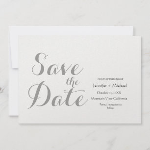 Hochzeit Minimalist Plain Grau Kalligrafie Schrift Save The Date