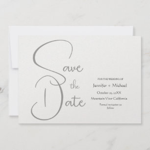 Hochzeit Minimalist Plain Grau Kalligrafie Schrift Save The Date