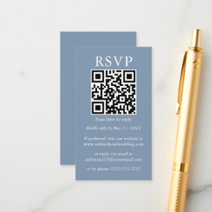 Hochzeit Minimalistisch einfache QR UAWG Dusty Blu Begleitkarte