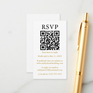 Hochzeit Minimalistisch einfache QR-UAWG Gold Begleitkarte