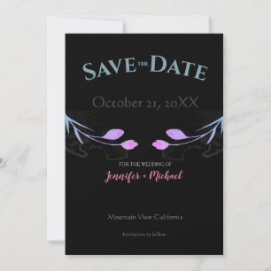 Hochzeit Minimalistische Ehe Chic Schwarz Floral Save The Date