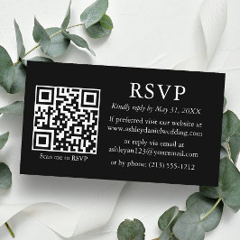 Hochzeit Minimalistische einfache QR Black UAWG Begleitkarte