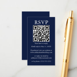 Hochzeit Minimalistische einfache QR UAWG Blue Begleitkarte