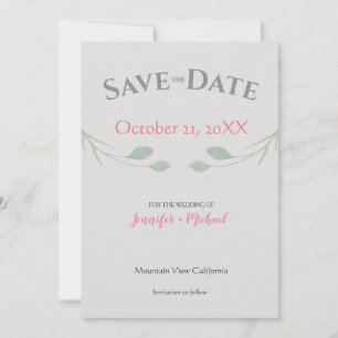 Hochzeit Minimalistische Eleganz Graue Blumen Save The Date