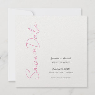 Hochzeit Minimalistische Kalligrafie Rosa Weiß Save The Date