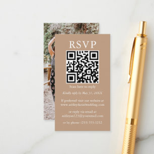 Hochzeit Minimalistische QR UAWG Foto Taupe Begleitkarte