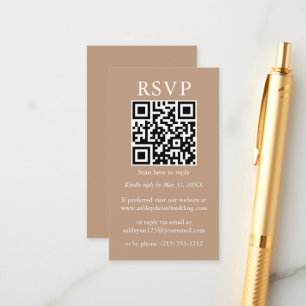 Hochzeit Minimalistische QR UAWG Taupe Begleitkarte
