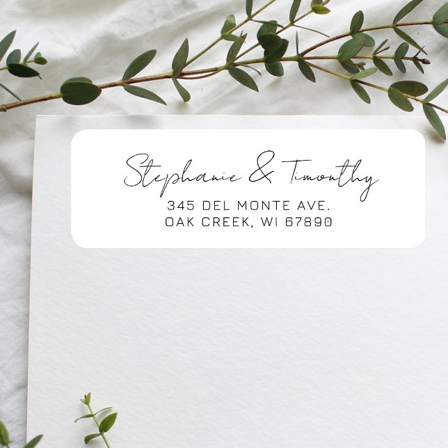 Hochzeit Minimalistische Rücksendeadresse (Effortlessly manage wedding correspondence with our simple return labels, ensuring seamless mailing.)